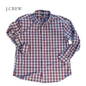 J. Crew EUC Men’s Long Sleeve Cotton Plaid Shirt XXL Red Black White Yel…